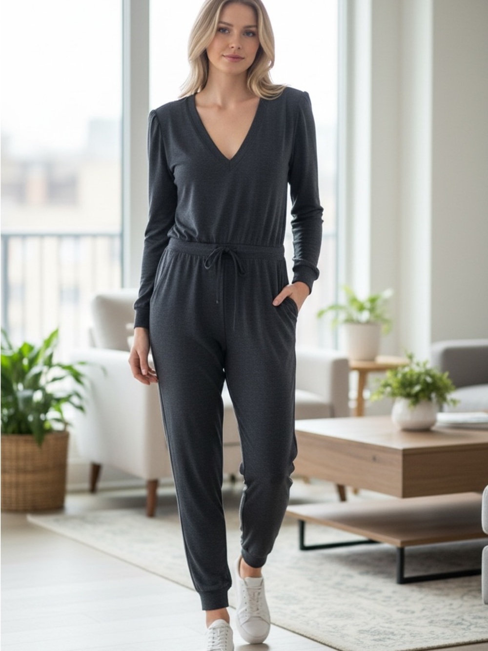 Express Petite Small Long Sleeve Jumpsuit